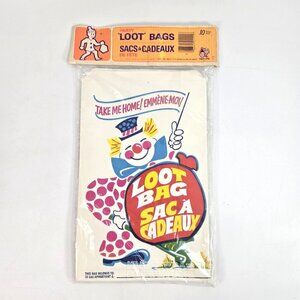 Vintage Loot Bags NOS Clown Paper Bags 1970s 80s Bilingual French English Canada